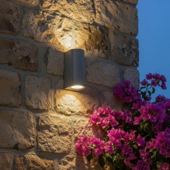 kelvo® MURANO KLV-101-0016 Φωτιστικό Τοίχου / Απλίκα για 2 Λάμπες MR16 με Ντουί GU10 AC 220-240V Αδιάβροχο IP65 - Γκρι Ανθρακί Ματ - Μ8 x Π8 x Υ15cm