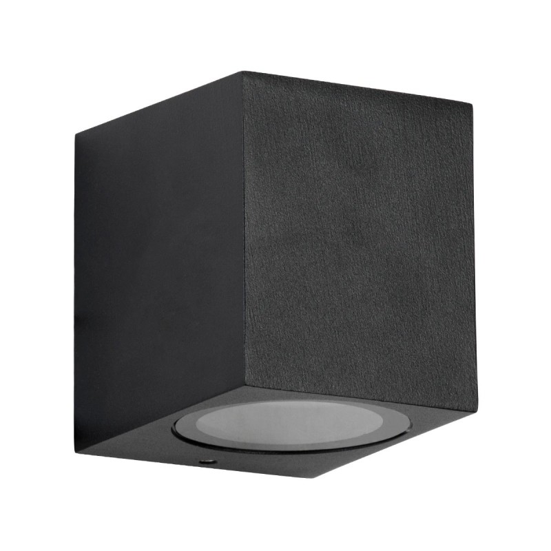 kelvo® BURANO KLV-101-0018 Φωτιστικό Τοίχου / Απλίκα για Λάμπα MR16 με Ντουί GU10 AC 220-240V Αδιάβροχο IP65 - Μαύρο Ματ - Μ8 x Π8 x Υ7cm