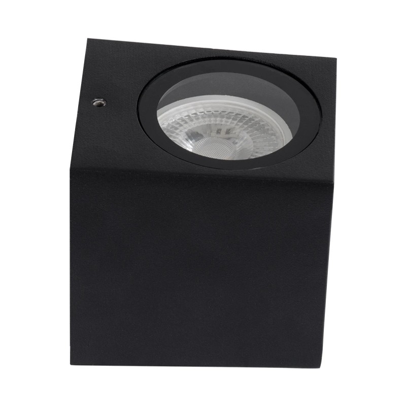 kelvo® BURANO KLV-101-0018 Φωτιστικό Τοίχου / Απλίκα για Λάμπα MR16 με Ντουί GU10 AC 220-240V Αδιάβροχο IP65 - Μαύρο Ματ - Μ8 x Π8 x Υ7cm