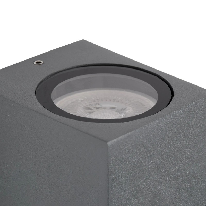 kelvo® BURANO KLV-101-0019 Φωτιστικό Τοίχου / Απλίκα για Λάμπα MR16 με Ντουί GU10 AC 220-240V Αδιάβροχο IP65 - Γκρι Ανθρακί Ματ - Μ8 x Π8 x Υ7cm