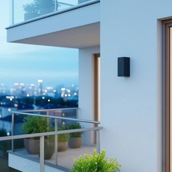 kelvo® BURANO KLV-101-0021 Φωτιστικό Τοίχου / Απλίκα για 2 Λάμπες MR16 με Ντουί GU10 AC 220-240V Αδιάβροχο IP65 - Μαύρο Ματ - Μ8 x Π8 x Υ15cm