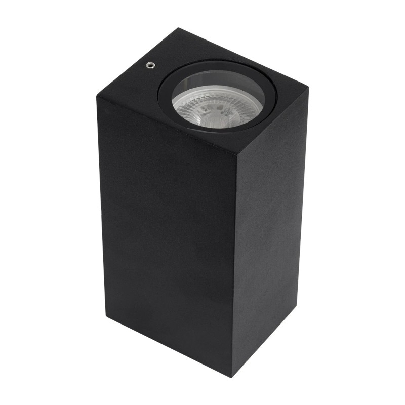 kelvo® BURANO KLV-101-0021 Φωτιστικό Τοίχου / Απλίκα για 2 Λάμπες MR16 με Ντουί GU10 AC 220-240V Αδιάβροχο IP65 - Μαύρο Ματ - Μ8 x Π8 x Υ15cm