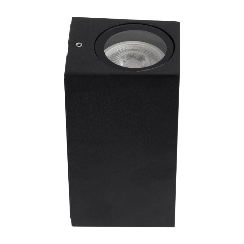 kelvo® BURANO KLV-101-0021 Φωτιστικό Τοίχου / Απλίκα για 2 Λάμπες MR16 με Ντουί GU10 AC 220-240V Αδιάβροχο IP65 - Μαύρο Ματ - Μ8 x Π8 x Υ15cm
