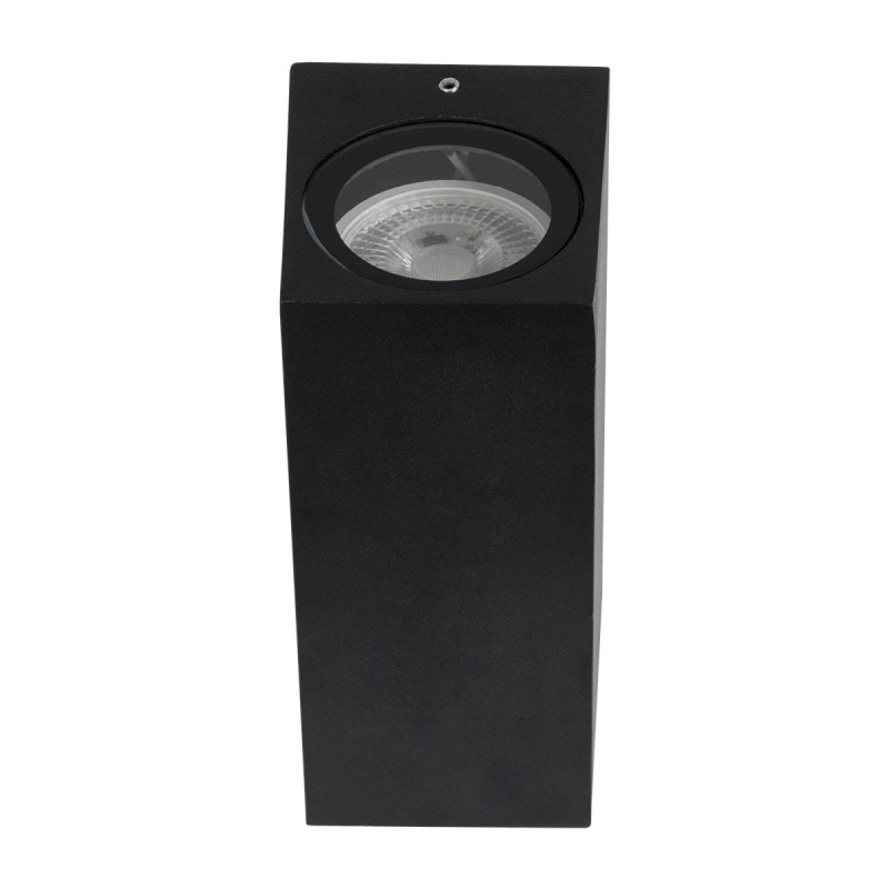 kelvo® BURANO KLV-101-0021 Φωτιστικό Τοίχου / Απλίκα για 2 Λάμπες MR16 με Ντουί GU10 AC 220-240V Αδιάβροχο IP65 - Μαύρο Ματ - Μ8 x Π8 x Υ15cm