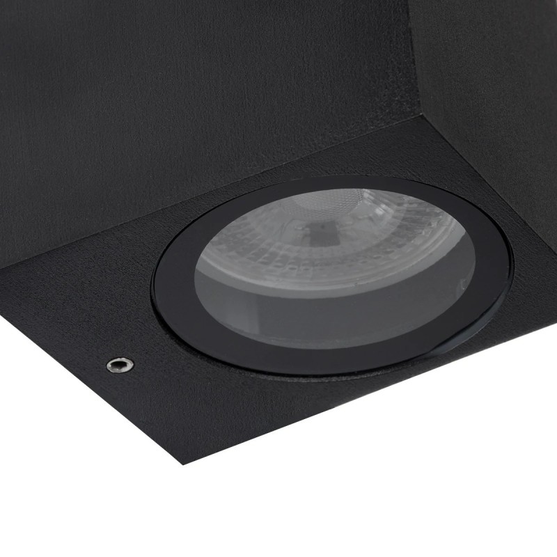 kelvo® BURANO KLV-101-0021 Φωτιστικό Τοίχου / Απλίκα για 2 Λάμπες MR16 με Ντουί GU10 AC 220-240V Αδιάβροχο IP65 - Μαύρο Ματ - Μ8 x Π8 x Υ15cm