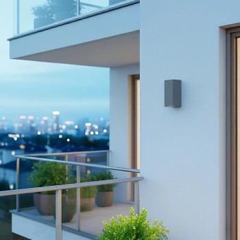 kelvo® BURANO KLV-101-0022 Φωτιστικό Τοίχου / Απλίκα για 2 Λάμπες MR16 με Ντουί GU10 AC 220-240V Αδιάβροχο IP65 - Γκρι Ανθρακί Ματ - Μ8 x Π8 x Υ15cm