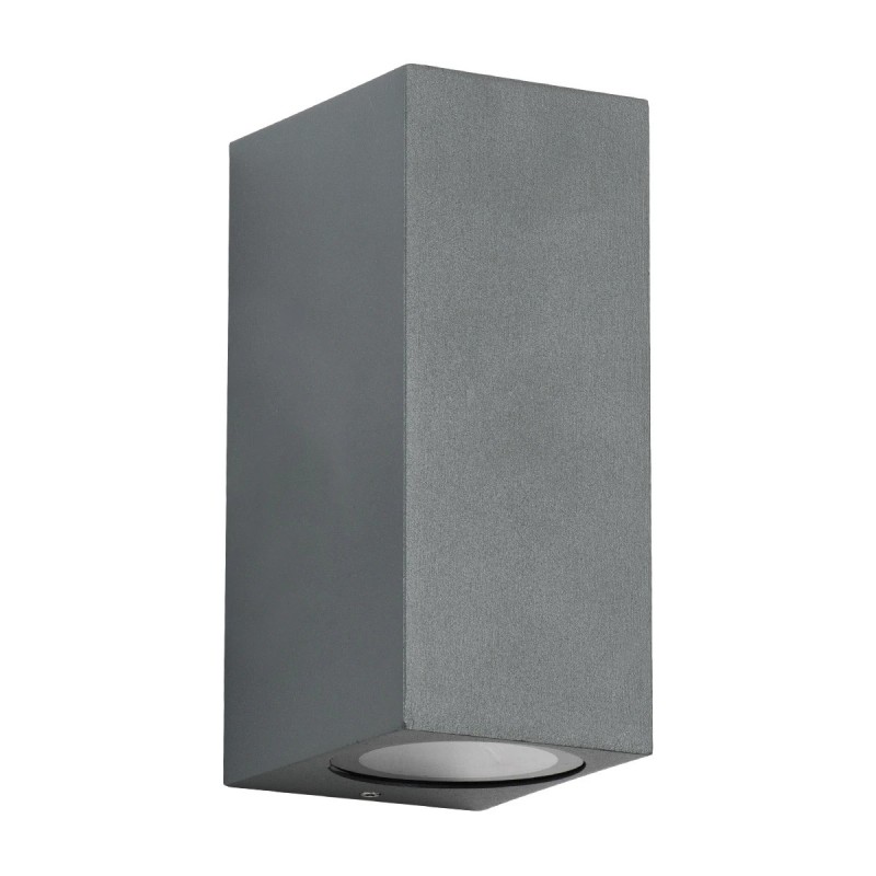 kelvo® BURANO KLV-101-0022 Φωτιστικό Τοίχου / Απλίκα για 2 Λάμπες MR16 με Ντουί GU10 AC 220-240V Αδιάβροχο IP65 - Γκρι Ανθρακί Ματ - Μ8 x Π8 x Υ15cm