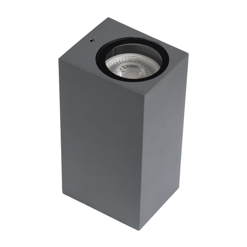 kelvo® BURANO KLV-101-0022 Φωτιστικό Τοίχου / Απλίκα για 2 Λάμπες MR16 με Ντουί GU10 AC 220-240V Αδιάβροχο IP65 - Γκρι Ανθρακί Ματ - Μ8 x Π8 x Υ15cm