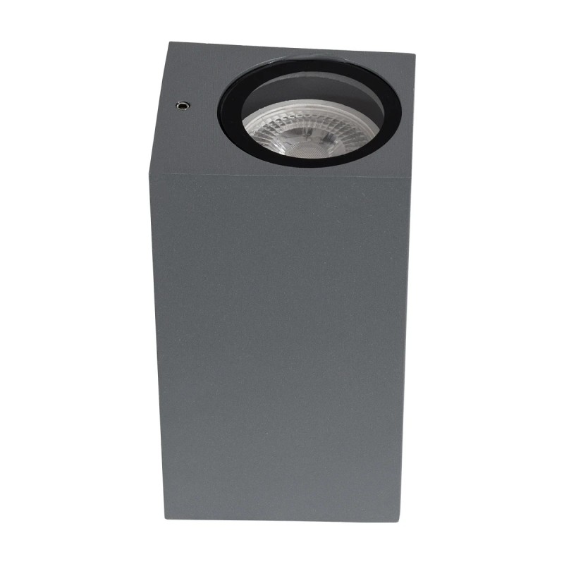 kelvo® BURANO KLV-101-0022 Φωτιστικό Τοίχου / Απλίκα για 2 Λάμπες MR16 με Ντουί GU10 AC 220-240V Αδιάβροχο IP65 - Γκρι Ανθρακί Ματ - Μ8 x Π8 x Υ15cm