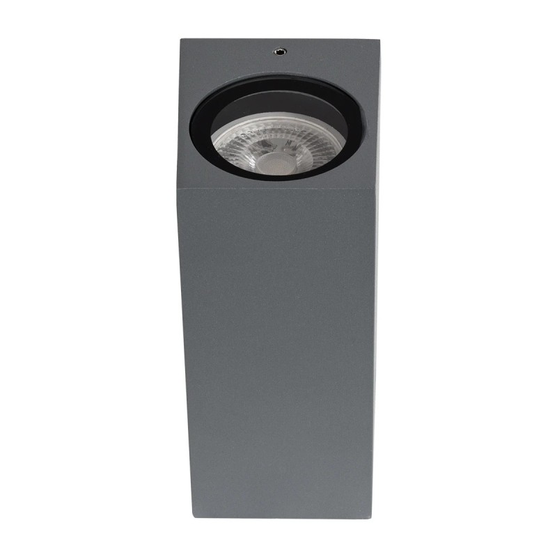 kelvo® BURANO KLV-101-0022 Φωτιστικό Τοίχου / Απλίκα για 2 Λάμπες MR16 με Ντουί GU10 AC 220-240V Αδιάβροχο IP65 - Γκρι Ανθρακί Ματ - Μ8 x Π8 x Υ15cm