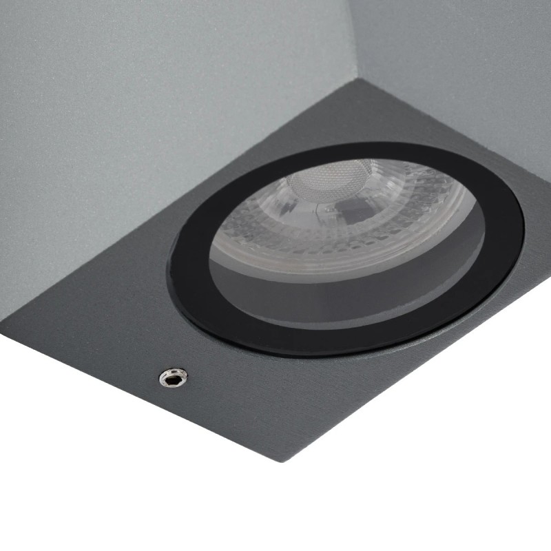 kelvo® BURANO KLV-101-0022 Φωτιστικό Τοίχου / Απλίκα για 2 Λάμπες MR16 με Ντουί GU10 AC 220-240V Αδιάβροχο IP65 - Γκρι Ανθρακί Ματ - Μ8 x Π8 x Υ15cm