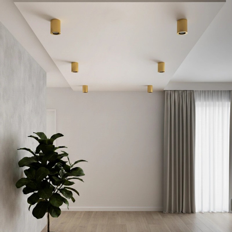 kelvo® AKIRA KLV-101-0027 Κινούμενο Φωτιστικό Downlight Σποτ για Λάμπα MR16 με Ντουί GU10 AC 220-240V IP20 - Χρυσό Βούρτσας - Μ8 x Π8 x Υ10cm