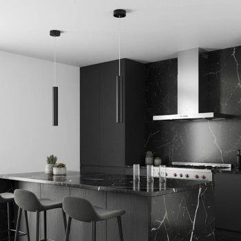 kelvo® CANAL KLV-101-0070 Κρεμαστό Φωτιστικό Οροφής LED 7W 700lm 36° AC 220-240V IP20 Θερμό Λευκό 2700K - Bridgelux COB Chip & TÜV SÜD Driver - Μαύρο Ματ - Μ4 x Π4 x Υ30cm - 5 Χρόνια Εγγύηση