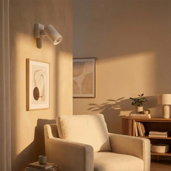 kelvo® SPOTA KLV-101-0135-V2 Κινούμενο Φωτιστικό Σποτ Τοίχου για Λάμπα MR16 με Ντουί GU10 AC 220-240V IP20 - Λευκό Ματ - Μ7 x Π6 x Υ14cm