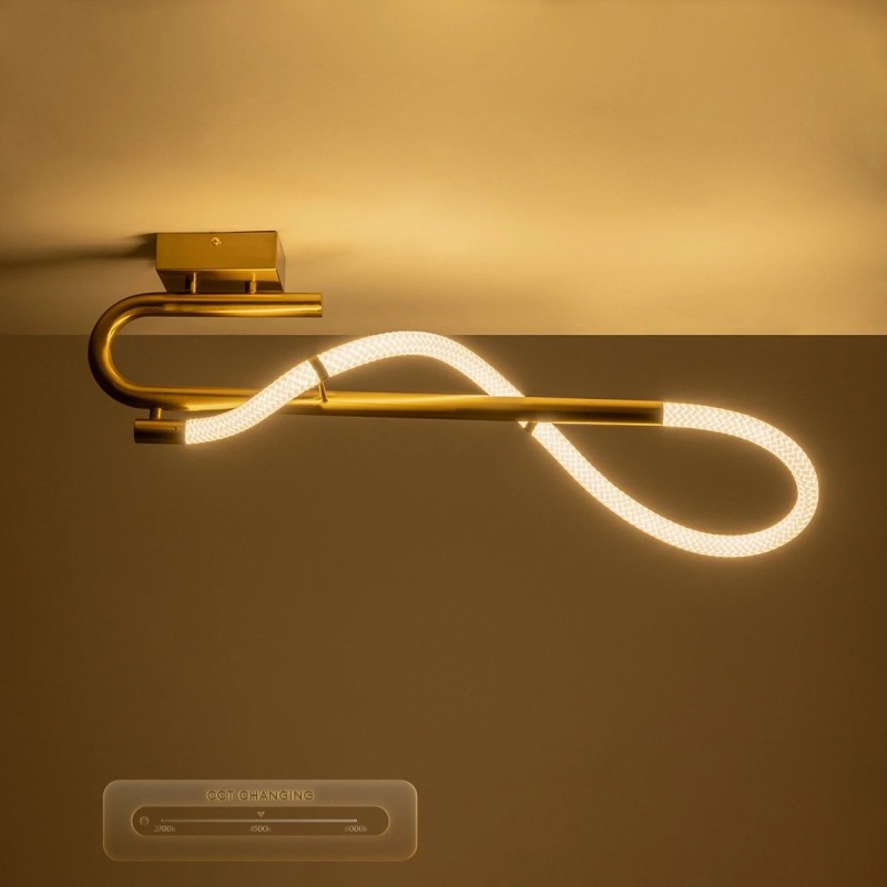 kelvo® GLOW KLV-101-0148 Φωτιστικό Οροφής LED 18W 1800lm 360° AC 220-240V IP20 Ρυθμιζόμενο Λευκό CCT με On/Off 2700K/4500K/6000K - Lumileds SMD Chip - Χρυσό Πλατίνα - Μ65 x Π30 x Υ30cm - 3 Χρόνια Εγγύηση