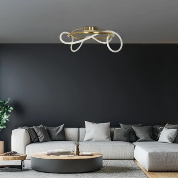 kelvo® GLOW KLV-101-0149 Φωτιστικό Οροφής LED 34W 3400lm 360° AC 220-240V IP20 Ρυθμιζόμενο Λευκό CCT με Χειριστήριο από 2700K έως 6000K Dimmable - Lumileds SMD Chip - Χρυσό Πλατίνα - Μ60 x Π60 x Υ30cm - 3 Χρόνια Εγγύηση