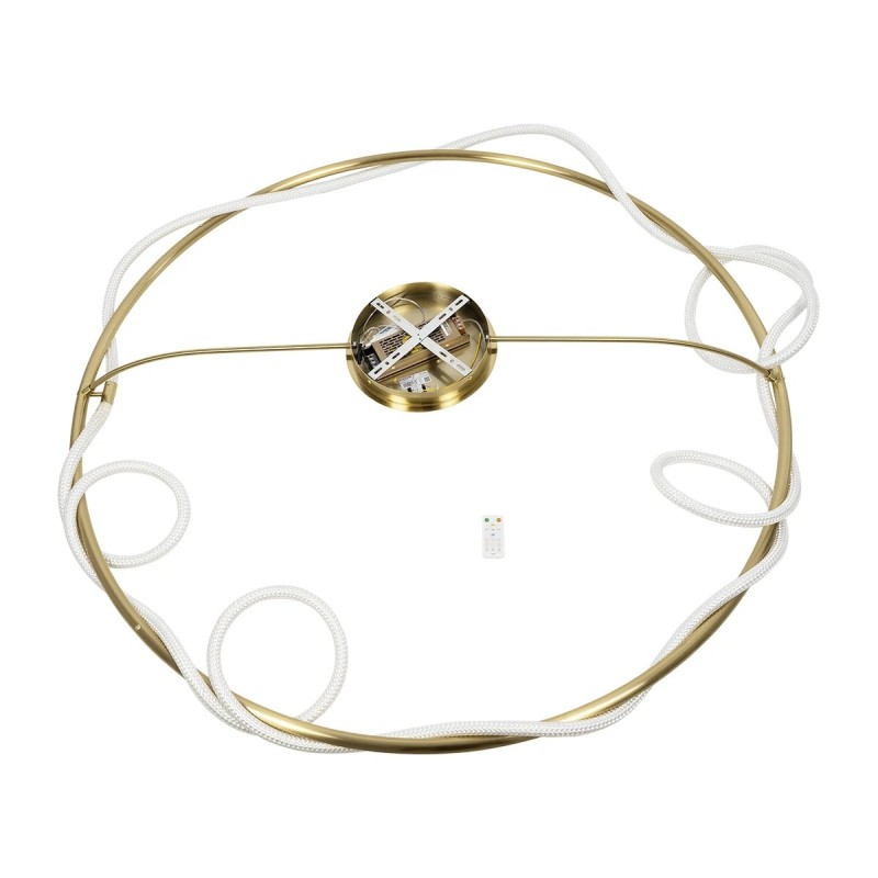 kelvo® GLOW KLV-101-0151 Φωτιστικό Οροφής LED 89W 8900lm 360° AC 220-240V IP20 Ρυθμιζόμενο Λευκό CCT με Χειριστήριο από 2700K έως 6000K Dimmable - Lumileds SMD Chip - Χρυσό Πλατίνα - Μ150 x Π150 x Υ30cm - 3 Χρόνια Εγγύηση