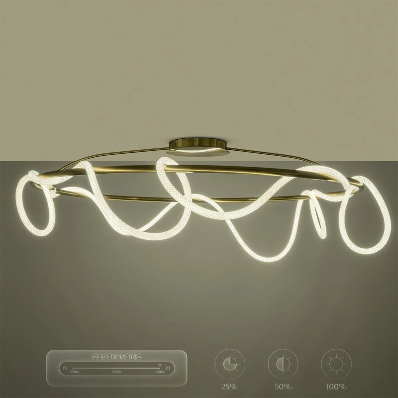 kelvo® GLOW KLV-101-0151 Φωτιστικό Οροφής LED 89W 8900lm 360° AC 220-240V IP20 Ρυθμιζόμενο Λευκό CCT με Χειριστήριο από 2700K έως 6000K Dimmable - Lumileds SMD Chip - Χρυσό Πλατίνα - Μ150 x Π150 x Υ30cm - 3 Χρόνια Εγγύηση