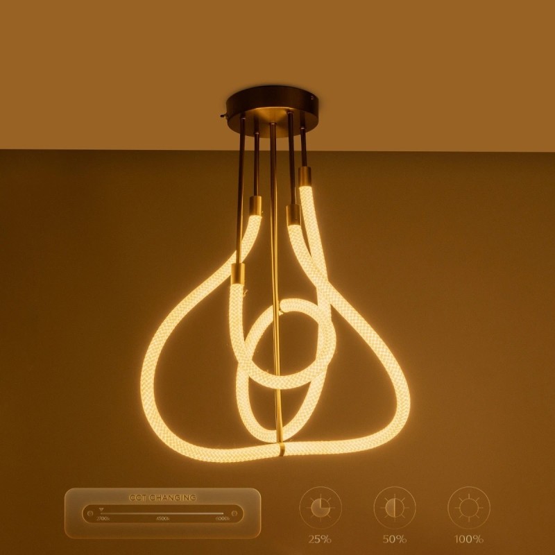 kelvo® GLOW KLV-101-0152 Φωτιστικό Οροφής LED 40W 4000lm 360° AC 220-240V IP20 Ρυθμιζόμενο Λευκό CCT με Χειριστήριο από 2700K έως 6000K Dimmable - Lumileds SMD Chip - Χρυσό Πλατίνα - Μ50 x Π50 x Υ70cm - 3 Χρόνια Εγγύηση