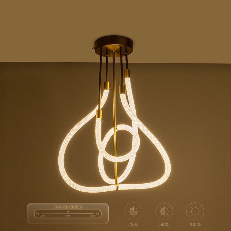 kelvo® GLOW KLV-101-0152 Φωτιστικό Οροφής LED 40W 4000lm 360° AC 220-240V IP20 Ρυθμιζόμενο Λευκό CCT με Χειριστήριο από 2700K έως 6000K Dimmable - Lumileds SMD Chip - Χρυσό Πλατίνα - Μ50 x Π50 x Υ70cm - 3 Χρόνια Εγγύηση