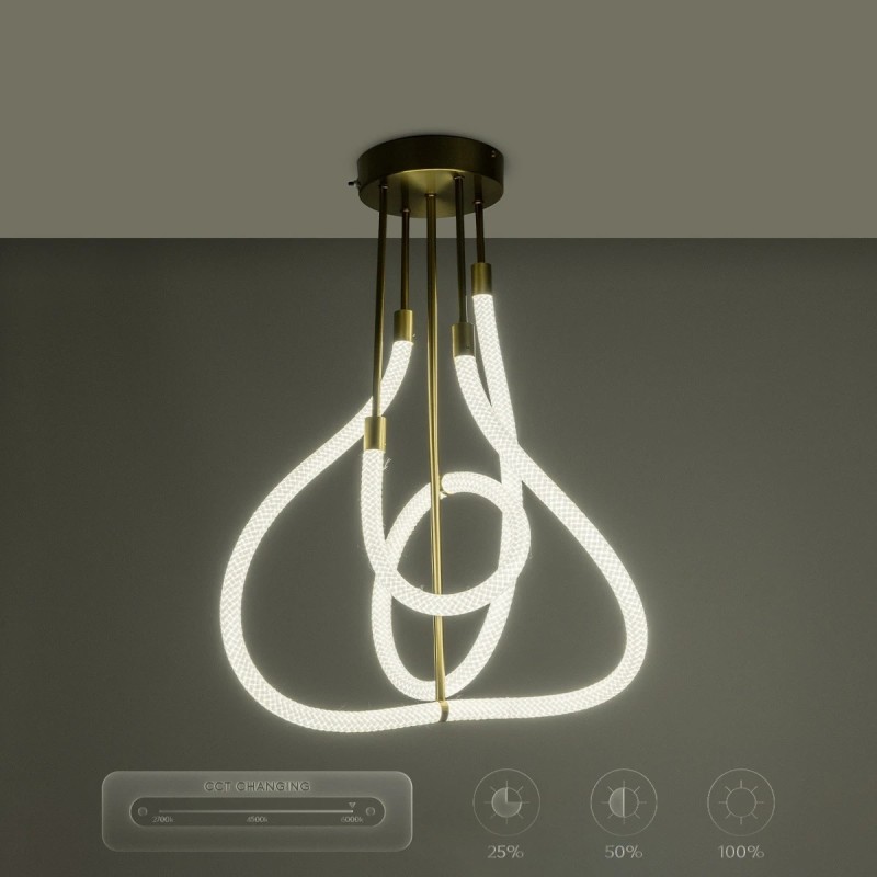 kelvo® GLOW KLV-101-0152 Φωτιστικό Οροφής LED 40W 4000lm 360° AC 220-240V IP20 Ρυθμιζόμενο Λευκό CCT με Χειριστήριο από 2700K έως 6000K Dimmable - Lumileds SMD Chip - Χρυσό Πλατίνα - Μ50 x Π50 x Υ70cm - 3 Χρόνια Εγγύηση