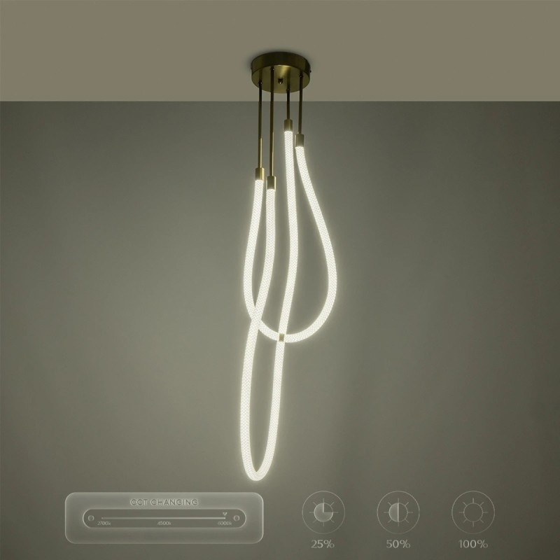 kelvo® GLOW KLV-101-0153 Φωτιστικό Οροφής LED 42W 4200lm 360° AC 220-240V IP20 Ρυθμιζόμενο Λευκό CCT με Χειριστήριο από 2700K έως 6000K Dimmable - Lumileds SMD Chip - Χρυσό Πλατίνα - Μ50 x Π50 x Υ70cm - 3 Χρόνια Εγγύηση