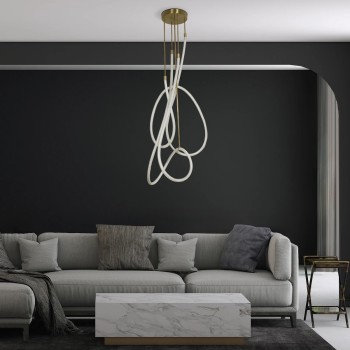 kelvo® GLOW KLV-101-0154 Φωτιστικό Οροφής LED 85W 8500lm 360° AC 220-240V IP20 Ρυθμιζόμενο Λευκό CCT με Χειριστήριο από 2700K έως 6000K Dimmable - Lumileds SMD Chip - Χρυσό Πλατίνα - Μ100 x Π100 x Υ140cm - 3 Χρόνια Εγγύηση