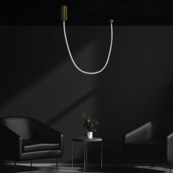 kelvo® GLOW KLV-101-0155 Κρεμαστό Φωτιστικό Οροφής LED 27W 2700lm 360° AC 220-240V IP20 Ρυθμιζόμενο Λευκό CCT με Χειριστήριο από 2700K έως 6000K Dimmable - Lumileds SMD Chip - Χρυσό Πλατίνα - Μ90 x Π9 x Υ95cm - 3 Χρόνια Εγγύηση