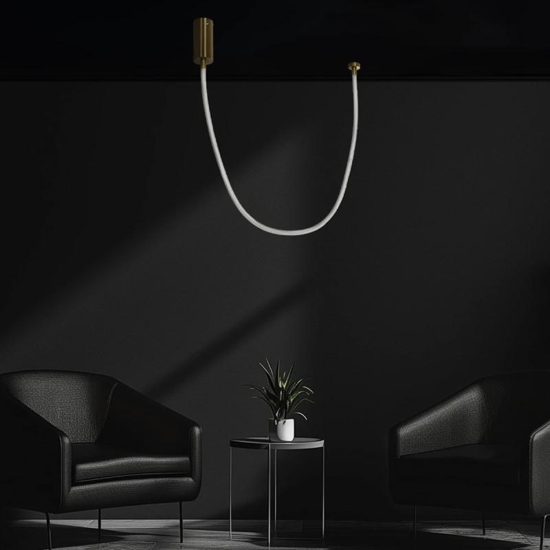 kelvo® GLOW KLV-101-0155 Κρεμαστό Φωτιστικό Οροφής LED 27W 2700lm 360° AC 220-240V IP20 Ρυθμιζόμενο Λευκό CCT με Χειριστήριο από 2700K έως 6000K Dimmable - Lumileds SMD Chip - Χρυσό Πλατίνα - Μ90 x Π9 x Υ95cm - 3 Χρόνια Εγγύηση