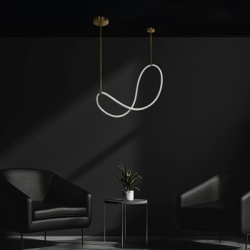 kelvo® GLOW KLV-101-0156 Κρεμαστό Φωτιστικό Οροφής LED 34W 3400lm 360° AC 220-240V IP20 Ρυθμιζόμενο Λευκό CCT με Χειριστήριο από 2700K έως 6000K Dimmable - Lumileds SMD Chip - Χρυσό Πλατίνα - Μ20 x Π35 x Υ120cm - 3 Χρόνια Εγγύηση