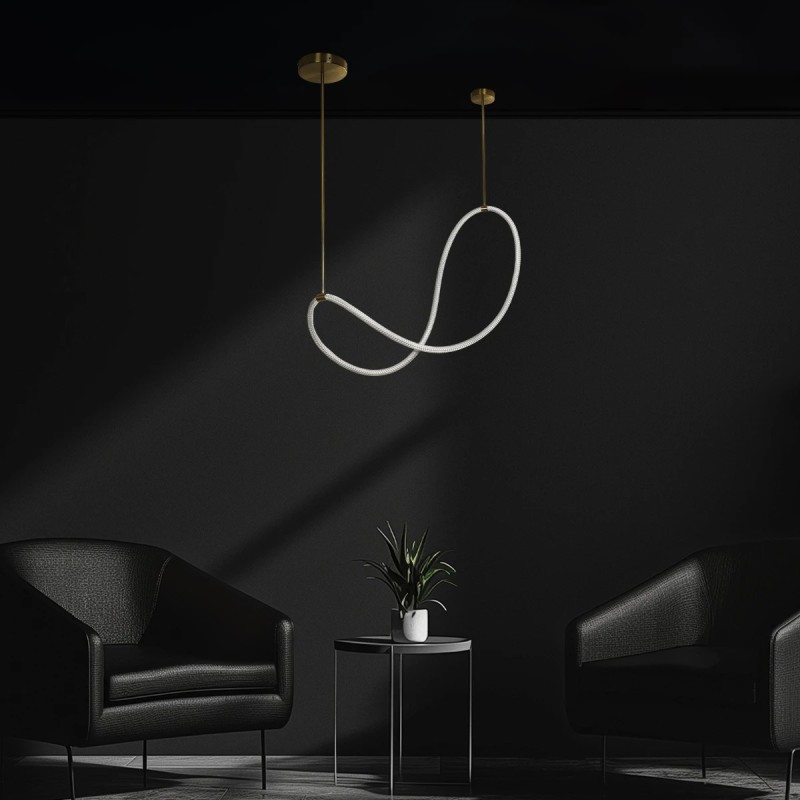 kelvo® GLOW KLV-101-0156 Κρεμαστό Φωτιστικό Οροφής LED 34W 3400lm 360° AC 220-240V IP20 Ρυθμιζόμενο Λευκό CCT με Χειριστήριο από 2700K έως 6000K Dimmable - Lumileds SMD Chip - Χρυσό Πλατίνα - Μ20 x Π35 x Υ120cm - 3 Χρόνια Εγγύηση