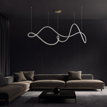 kelvo® GLOW KLV-101-0157 Κρεμαστό Φωτιστικό Οροφής LED 65W 6500lm 360° AC 220-240V IP20 Ρυθμιζόμενο Λευκό CCT με Χειριστήριο από 2700K έως 6000K Dimmable - Lumileds SMD Chip - Σατινέ Χρυσό Βούρτσας - Μ150 x Π70 x Υ90cm - 3 Χρόνια Εγγύηση