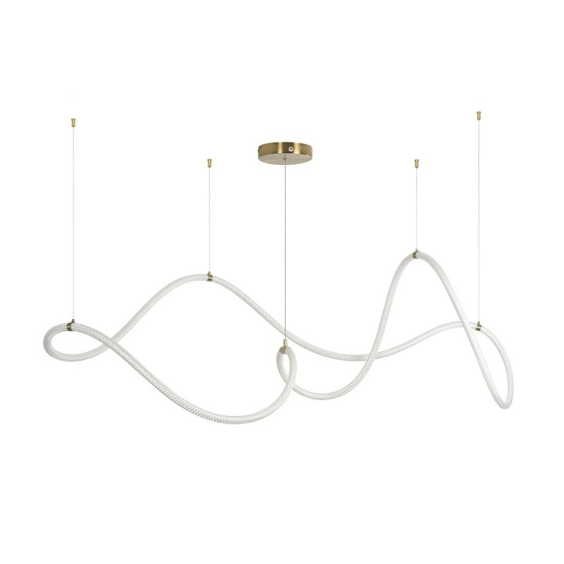 kelvo® GLOW KLV-101-0157 Κρεμαστό Φωτιστικό Οροφής LED 65W 6500lm 360° AC 220-240V IP20 Ρυθμιζόμενο Λευκό CCT με Χειριστήριο από 2700K έως 6000K Dimmable - Lumileds SMD Chip - Χρυσό Πλατίνα - Μ150 x Π70 x Υ90cm - 3 Χρόνια Εγγύηση