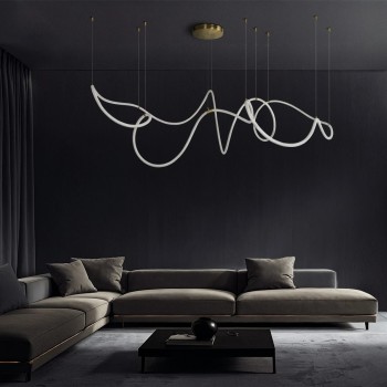 kelvo® GLOW KLV-101-0158 Κρεμαστό Φωτιστικό Οροφής LED 105W 10500lm 360° AC 220-240V IP20 Ρυθμιζόμενο Λευκό CCT με Χειριστήριο από 2700K έως 6000K Dimmable - Lumileds SMD Chip - Χρυσό Πλατίνα - Μ180 x Π180 x Υ110cm - 3 Χρόνια Εγγύηση