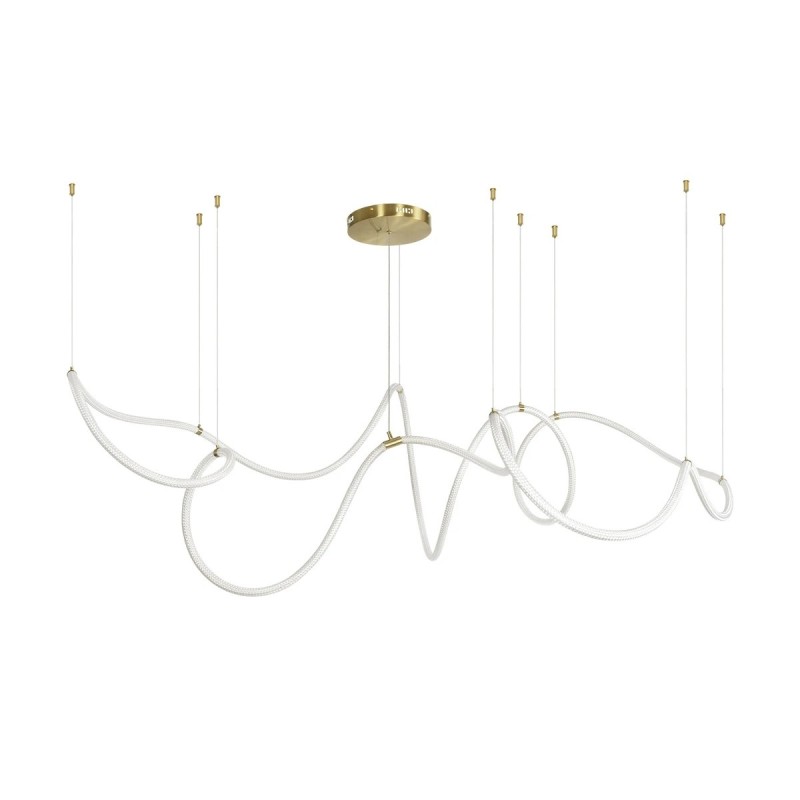 kelvo® GLOW KLV-101-0158 Κρεμαστό Φωτιστικό Οροφής LED 105W 10500lm 360° AC 220-240V IP20 Ρυθμιζόμενο Λευκό CCT με Χειριστήριο από 2700K έως 6000K Dimmable - Lumileds SMD Chip - Χρυσό Πλατίνα - Μ180 x Π180 x Υ110cm - 3 Χρόνια Εγγύηση