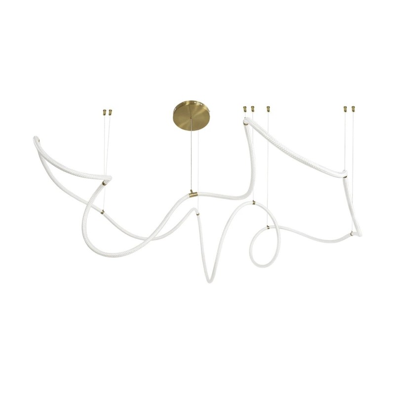 kelvo® GLOW KLV-101-0158 Κρεμαστό Φωτιστικό Οροφής LED 105W 10500lm 360° AC 220-240V IP20 Ρυθμιζόμενο Λευκό CCT με Χειριστήριο από 2700K έως 6000K Dimmable - Lumileds SMD Chip - Χρυσό Πλατίνα - Μ180 x Π180 x Υ110cm - 3 Χρόνια Εγγύηση