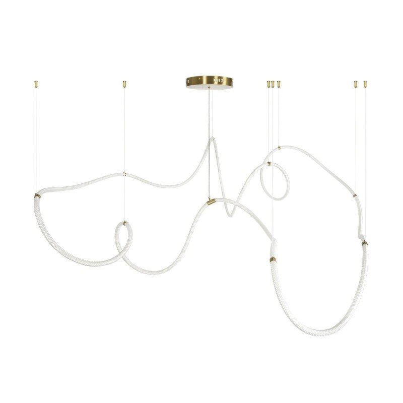 kelvo® GLOW KLV-101-0158 Κρεμαστό Φωτιστικό Οροφής LED 105W 10500lm 360° AC 220-240V IP20 Ρυθμιζόμενο Λευκό CCT με Χειριστήριο από 2700K έως 6000K Dimmable - Lumileds SMD Chip - Χρυσό Πλατίνα - Μ180 x Π180 x Υ110cm - 3 Χρόνια Εγγύηση