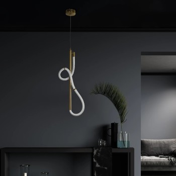 kelvo® GLOW KLV-101-0160 Κρεμαστό Φωτιστικό Οροφής LED 24W 2400lm 360° AC 220-240V IP20 Ρυθμιζόμενο Λευκό CCT με On/Off 2700K/4500K/6000K - Lumileds SMD Chip - Χρυσό Πλατίνα - Μ30 x Π17 x Υ66cm - 3 Χρόνια Εγγύηση