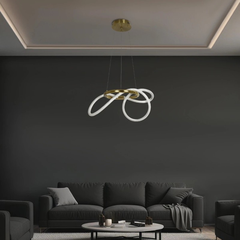 kelvo® GLOW KLV-101-0161 Κρεμαστό Φωτιστικό Οροφής LED 30W 3000lm 360° AC 220-240V IP20 Ρυθμιζόμενο Λευκό CCT με Χειριστήριο από 2700K έως 6000K Dimmable - Lumileds SMD Chip - Χρυσό Πλατίνα - Μ40 x Π40 x Υ30cm - 3 Χρόνια Εγγύηση