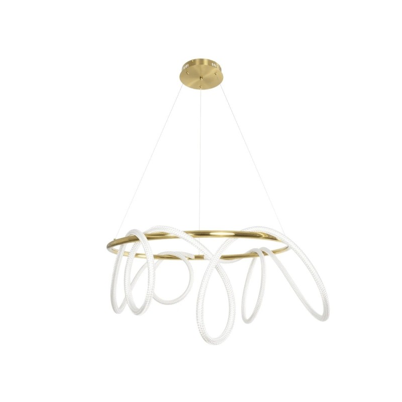 kelvo® GLOW KLV-101-0164 Κρεμαστό Φωτιστικό Οροφής LED 69W 6900lm 360° AC 220-240V IP20 Ρυθμιζόμενο Λευκό CCT με Χειριστήριο από 2700K έως 6000K Dimmable - Lumileds SMD Chip - Χρυσό Πλατίνα - Μ100 x Π100 x Υ40cm - 3 Χρόνια Εγγύηση