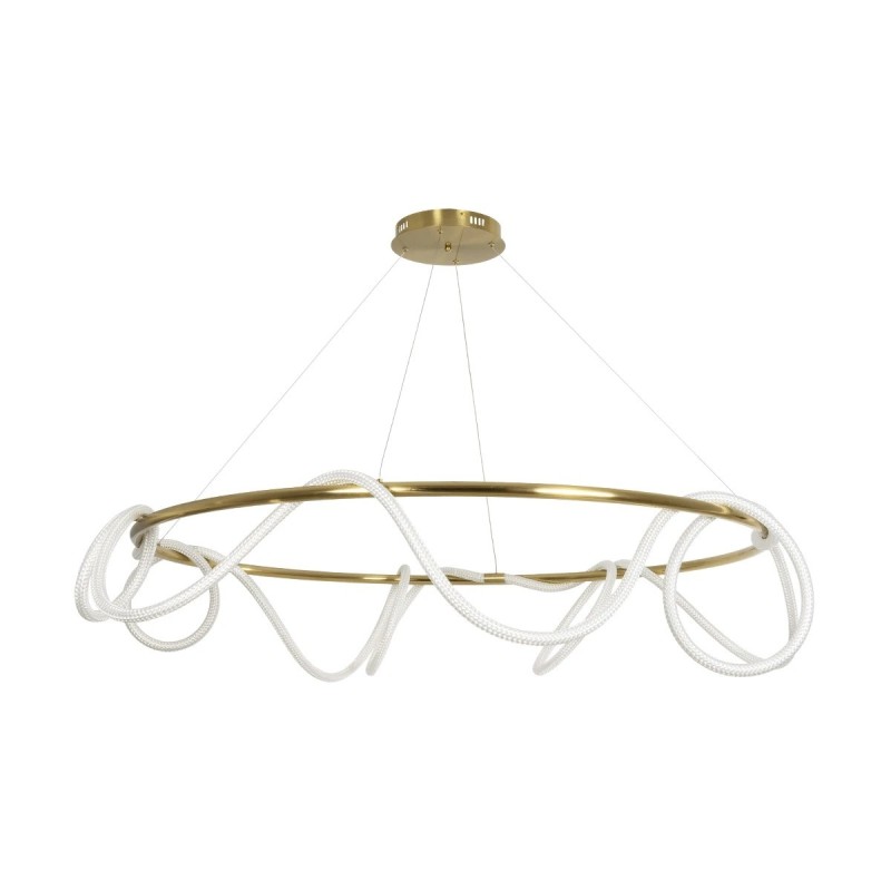 kelvo® GLOW KLV-101-0165 Κρεμαστό Φωτιστικό Οροφής LED 100W 10000lm 360° AC 220-240V IP20 Ρυθμιζόμενο Λευκό CCT με Χειριστήριο από 2700K έως 6000K Dimmable - Lumileds SMD Chip - Χρυσό Πλατίνα - Μ150 x Π150 x Υ100cm - 3 Χρόνια Εγγύηση