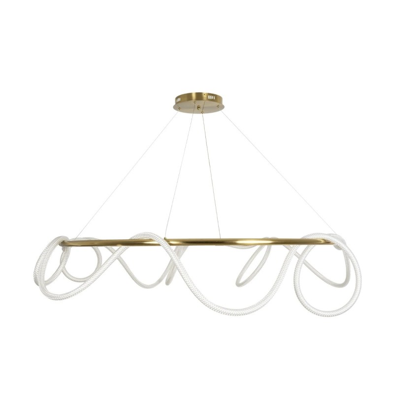 kelvo® GLOW KLV-101-0165 Κρεμαστό Φωτιστικό Οροφής LED 100W 10000lm 360° AC 220-240V IP20 Ρυθμιζόμενο Λευκό CCT με Χειριστήριο από 2700K έως 6000K Dimmable - Lumileds SMD Chip - Χρυσό Πλατίνα - Μ150 x Π150 x Υ100cm - 3 Χρόνια Εγγύηση