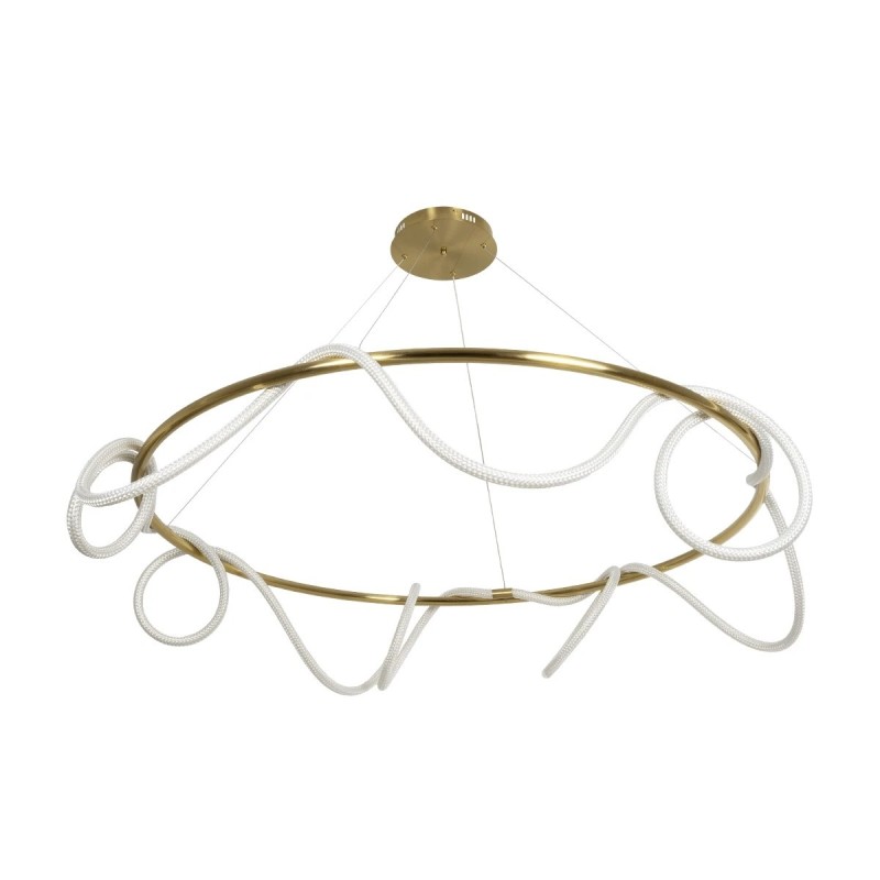 kelvo® GLOW KLV-101-0165 Κρεμαστό Φωτιστικό Οροφής LED 100W 10000lm 360° AC 220-240V IP20 Ρυθμιζόμενο Λευκό CCT με Χειριστήριο από 2700K έως 6000K Dimmable - Lumileds SMD Chip - Χρυσό Πλατίνα - Μ150 x Π150 x Υ100cm - 3 Χρόνια Εγγύηση