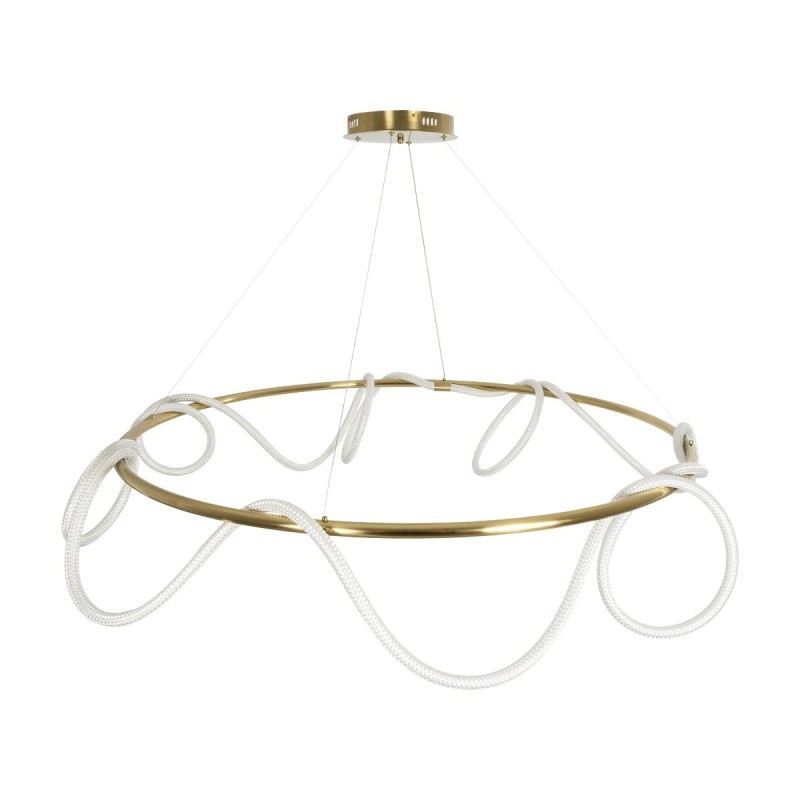 kelvo® GLOW KLV-101-0165 Κρεμαστό Φωτιστικό Οροφής LED 100W 10000lm 360° AC 220-240V IP20 Ρυθμιζόμενο Λευκό CCT με Χειριστήριο από 2700K έως 6000K Dimmable - Lumileds SMD Chip - Χρυσό Πλατίνα - Μ150 x Π150 x Υ100cm - 3 Χρόνια Εγγύηση