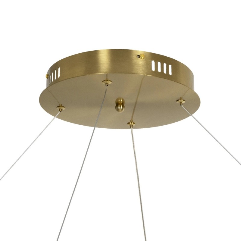 kelvo® GLOW KLV-101-0165 Κρεμαστό Φωτιστικό Οροφής LED 100W 10000lm 360° AC 220-240V IP20 Ρυθμιζόμενο Λευκό CCT με Χειριστήριο από 2700K έως 6000K Dimmable - Lumileds SMD Chip - Χρυσό Πλατίνα - Μ150 x Π150 x Υ100cm - 3 Χρόνια Εγγύηση