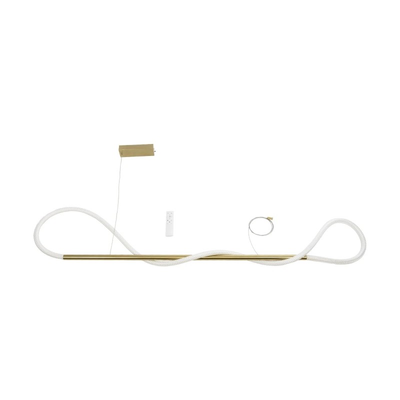 kelvo® GLOW KLV-101-0166 Κρεμαστό Φωτιστικό Οροφής LED 34W 3400lm 360° AC 220-240V IP20 Ρυθμιζόμενο Λευκό CCT με Χειριστήριο από 2700K έως 6000K Dimmable - Lumileds SMD Chip - Χρυσό Πλατίνα - Μ140 x Π40 x Υ30cm - 3 Χρόνια Εγγύηση