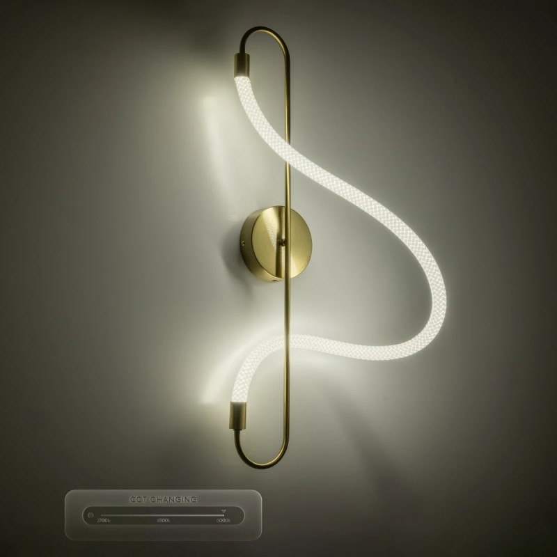 kelvo® GLOW KLV-101-0169 Φωτιστικό Τοίχου / Απλίκα LED 18W 1800lm 360° AC 220-240V IP20 Ρυθμιζόμενο Λευκό CCT με On/Off 2700K/4500K/6000K - Lumileds SMD Chip - Χρυσό Πλατίνα - Μ30 x Π15 x Υ70cm - 3 Χρόνια Εγγύηση