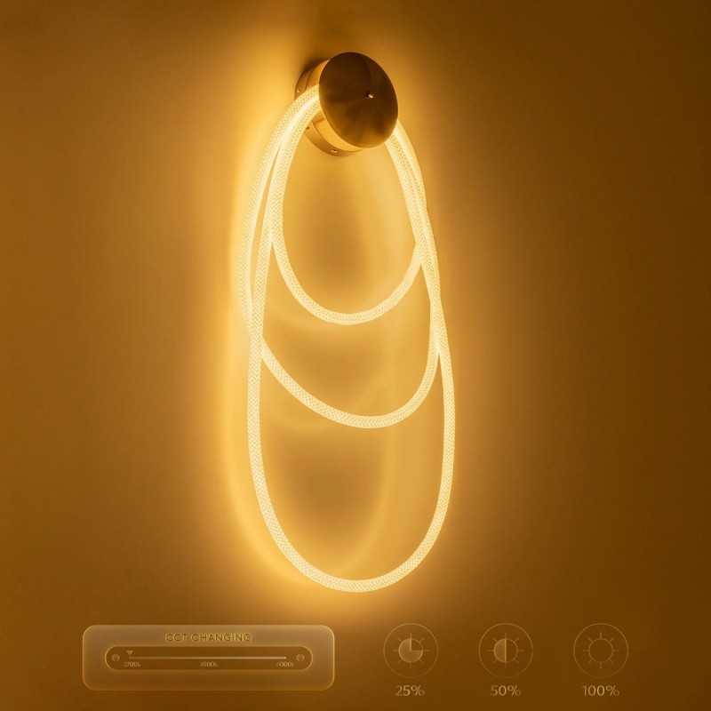 kelvo® GLOW KLV-101-0171 Φωτιστικό Τοίχου / Απλίκα LED 60W 6000lm 360° AC 220-240V IP20 Ρυθμιζόμενο Λευκό CCT με Χειριστήριο από 2700K έως 6000K Dimmable - Lumileds SMD Chip - Χρυσό Πλατίνα - Μ40 x Π15 x Υ110cm - 3 Χρόνια Εγγύηση