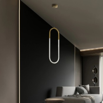 kelvo® GLOW KLV-101-0176 Κρεμαστό Φωτιστικό Οροφής LED 18W 1800lm 360° AC 220-240V IP20 Ρυθμιζόμενο Λευκό CCT με On/Off 2700K/4500K/6000K - Lumileds SMD Chip - Χρυσό Πλατίνα - Μ20 x Π2.5 x Υ60cm - 3 Χρόνια Εγγύηση