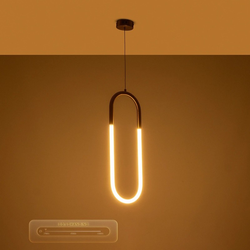 kelvo® GLOW KLV-101-0176 Κρεμαστό Φωτιστικό Οροφής LED 18W 1800lm 360° AC 220-240V IP20 Ρυθμιζόμενο Λευκό CCT με On/Off 2700K/4500K/6000K - Lumileds SMD Chip - Χρυσό Πλατίνα - Μ20 x Π2.5 x Υ60cm - 3 Χρόνια Εγγύηση